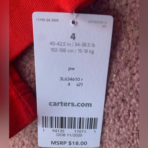 Carter’s Kids Unisex Shirt (Red) - Love You More Than Recess - Size 4 - NWT - Picture 2 of 2
